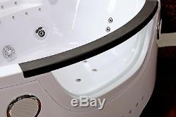Whirlpool Corner Bath Jacuzzi Massage Jet Shower Double Ended SPA LED 140x140cm