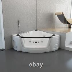 Whirlpool Corner Bath with LED 1350x 1350 mm White MARTINICA two people