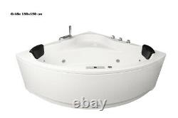 Whirlpool Corner Bathtub Bath With 8 Massage Nozzles LED Lighting Spa for