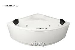 Whirlpool Corner Bathtub Bath With 8 Massage Nozzles LED Lighting Spa for