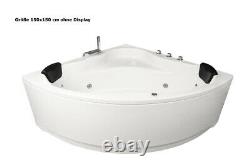 Whirlpool Corner Bathtub Bath With 8 Massage Nozzles LED Lighting Spa for