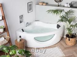 Whirlpool Corner Bathtub Bath With Glass LED 146x146cm Waterfall Front