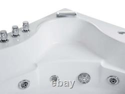 Whirlpool Corner Bathtub Bath With Glass LED 146x146cm Waterfall Front