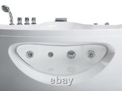 Whirlpool Corner Bathtub Bath With Glass LED 146x146cm Waterfall Front