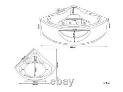 Whirlpool Corner Bathtub Bath With Glass LED 146x146cm Waterfall Front