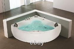 Whirlpool Corner Bathtub With 12 Massage Nozzles LED Bath Hot Tub Mounting