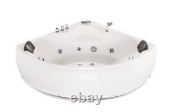 Whirlpool Corner Bathtub With 12 Massage Nozzles LED Bath Hot Tub Mounting