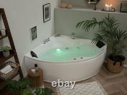 Whirlpool Corner Bathtub With 12 Massage Nozzles LED Bath Hot Tub Mounting