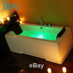 Whirlpool Jacuzzi Corner Bath Shower Spa Massage Rectangular DOUBLE Bathtub 5170