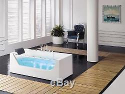 Whirlpool Massage Single Bath Tub Spa LED Lights 8 Massage Jets