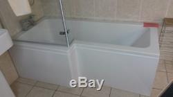 Whirlpool Shower Bath L Shaped Left Hand'MATRIX' 1700mm with 10 Jets