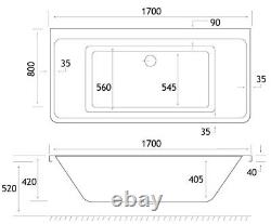 Whirlpool Spa Bath Beaufort Malin D Shape Double Ended 1700 x 800mm With Panel