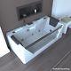 Whirlpool bath rectangular bathtub 2 persons tub LED jacuzzi massage jets radio