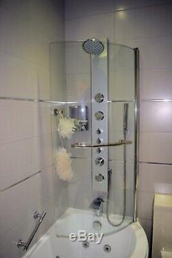 Whirlpool bath with twin head shower tower and shower screen BARGAIN