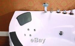Whirlpool corner bath 140 x 140 cm glass panel, lighting FM Radio Taps ENG