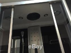 Whirlpool corner bath 150 x 83 cm glass panel, lighting FM Radio Taps 2 person