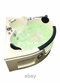 Whirlpool corner bath MIAMI 135 x 135 cm glass panel lighting FM Radio Taps