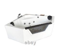 Whirlpool corner bath tub 150 x 150 cm glass panel, HOT TUB Taps Ibiza