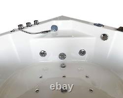 Whirlpool corner bath tub 150 x 150 cm glass panel, HOT TUB Taps Ibiza