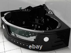 Whirlpool massage hydrotherapy Black corner bathtub hot tub 2 two person 59.05