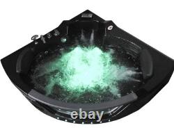 Whirlpool massage hydrotherapy Black corner bathtub hot tub 2 two person 59.05