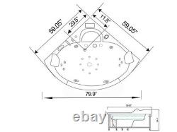 Whirlpool massage hydrotherapy Black corner bathtub hot tub 2 two person 59.05