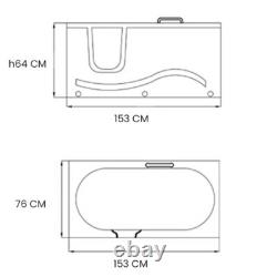 Whirlpool tub with left door 153 x 76 cm Dolly