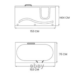 Whirlpool tub with right door 153 x 76 cm Penny