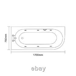 Wholesale Domestic Arc 1700mm x 750mm 6 Jet Chrome Flat Jet Left Hand Curved Whi