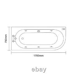 Wholesale Domestic Arc 1700mm x 750mm 6 Jet Chrome V-Tec Left Hand Curved Whirlp