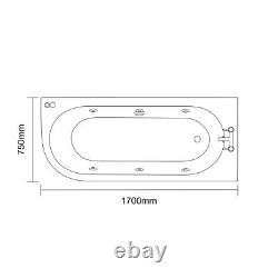 Wholesale Domestic Arc 1700mm x 750mm 6 Jet Chrome V-Tec Right Hand Curved Whirl