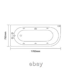 Wholesale Domestic Arc 1700mm x 750mm 6 Jet Matt Black V-Tec Left Hand Curved Wh