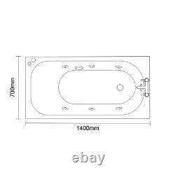 Wholesale Domestic Compact 1400mm x 700mm 6 Jet Matt Black V-Tec Single Ended Wh