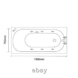 Wholesale Domestic Compact 1500mm x 700mm 6 Jet Matt Black V-Tec Single Ended Wh