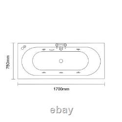 Wholesale Domestic Metropole 1700mm x 750mm 6 Jet Matt Black V-Tec Double Ended