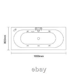 Wholesale Domestic Metropole 1800mm x 800mm 6 Jet Matt Black V-Tec Double Ended