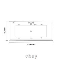 Wholesale Domestic Slim Edge 1700mm x 700mm 6 Jet Matt Black V-Tec Double Ended