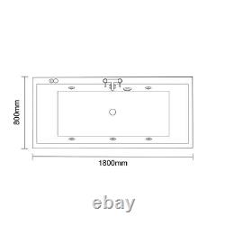 Wholesale Domestic Slim Edge 1800mm x 800mm 6 Jet Matt Black V-Tec Double Ended