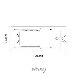 Wholesale Domestic Square 1700mm x 750mm 12 Jet Chrome Flat Jet Single Ended Whi