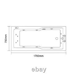 Wholesale Domestic Square 1700mm x 750mm 12 Jet Chrome V-Tec Single Ended Whirlp