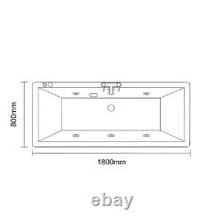 Wholesale Domestic Square 1800mm x 800mm 6 Jet Matt Black V-Tec Double Ended Whi