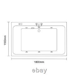 Wholesale Domestic Verna 1800mm x 1100mm 6 Jet Matt Black V-Tec Double Ended Whi