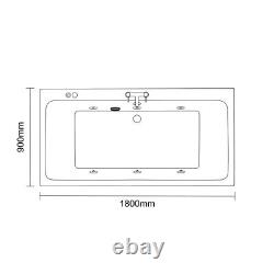 Wholesale Domestic Verna 1800mm x 900mm 6 Jet Matt Black V-Tec Double Ended Whir