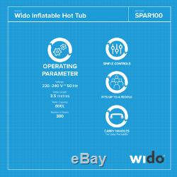 Wido ROUND INFLATABLE SPA HOT TUB 300 AIR JETS 4 PERSON QUICK HEATING JACUZZI