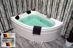 XXL Double Whirlpool Bathtub With 25 Massage Nozzles Heater Ozon Corner Tub Left