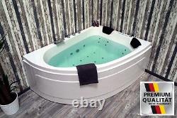 XXL Double Whirlpool Bathtub With 25 Massage Nozzles Heater Ozone Corner Right