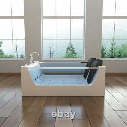 XXL Luxury Whirlpool Bathtub Free Standing With Glass LED Heater Front for Bath