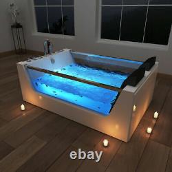 XXL Luxury Whirlpool Bathtub Free Standing With Glass LED Heater Front for Bath