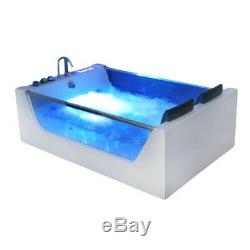 XXL Luxury Whirlpool Bathtub Self-Supporting with Glass LED Heater Front for