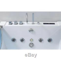 XXL Luxury Whirlpool Bathtub Self-Supporting with Glass LED Heater Front for